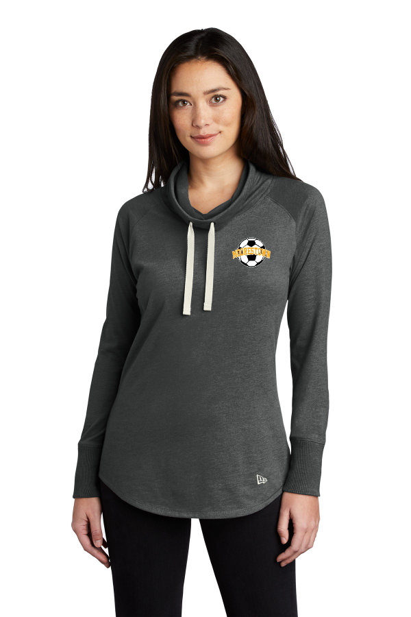 Embroidered Ladies Sueded Cotton Blend Cowl Tee with Moorestown Soccer on left chest