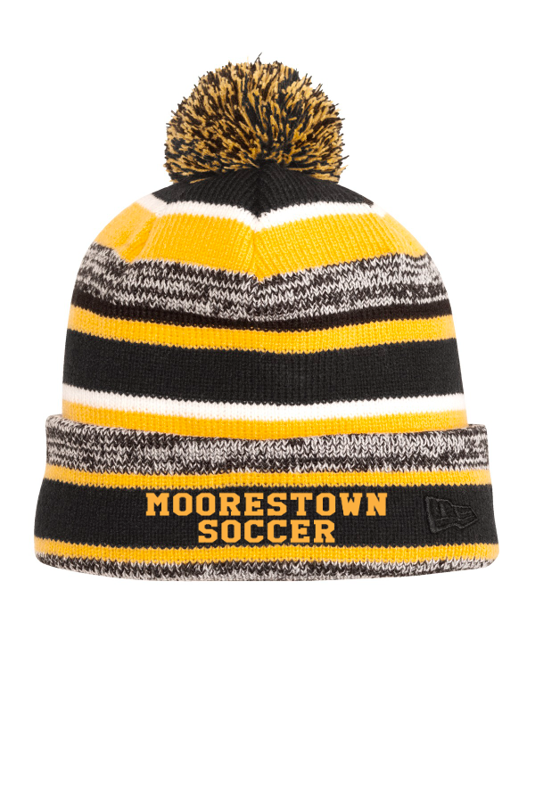 Embroidered New Era Sideline Beanie with Moorestown Soccer on the front