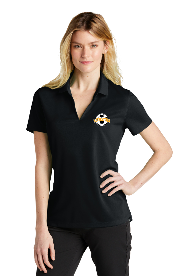 Embroidered Ladies Dri-FIT Micro Pique polo with soccer ball on left chest