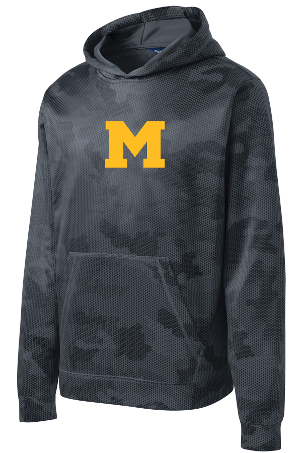 Printed Adult Unisex CamoHex Fleece Hooded Pullover with Moorestown M