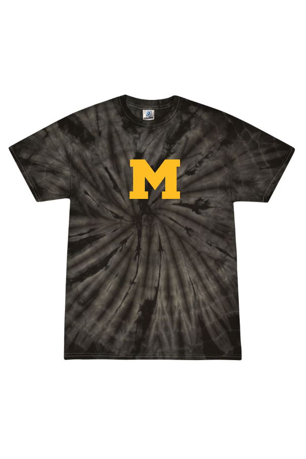 Printed Youth Unisex Tie Dye short sleeve shirt with Moorestown M logo
