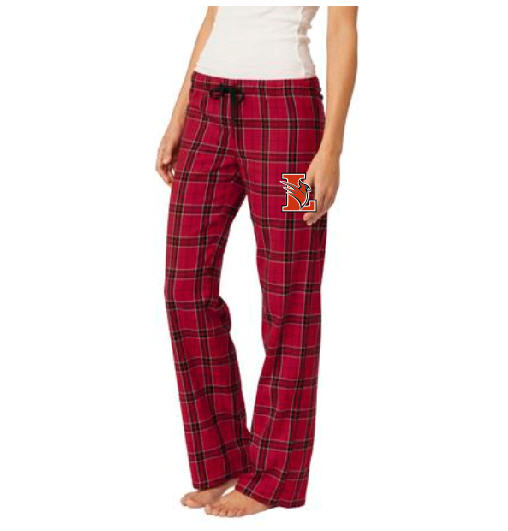 DT2800 Embroidered Red Plaid Junior Ladies Lawrence Flannel Pants