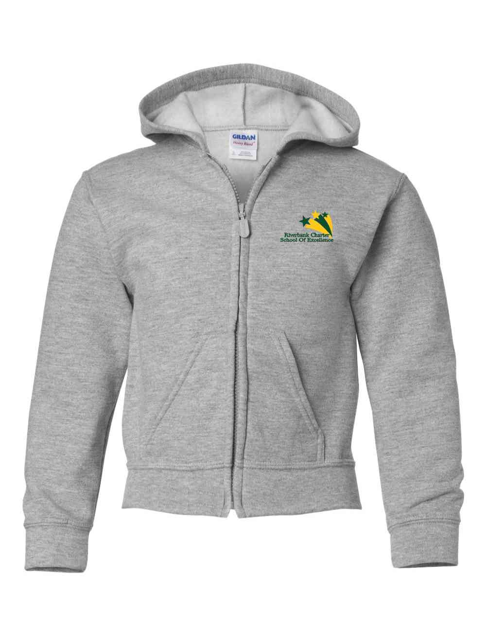 18600b Embroidered Gildan Youth  zip hooded sweatshirt