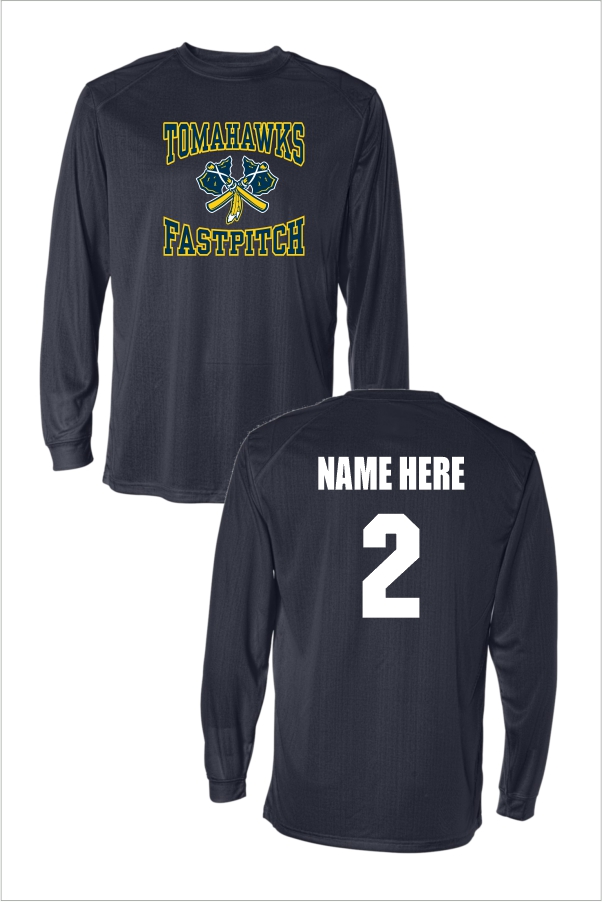 04 Badger B Core 4104 Long Sleeve Wicking  with Front Print