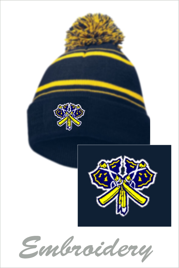 24 Holloway 223860 Homecoming Beanie Navy /Lt Gold with Embroidery