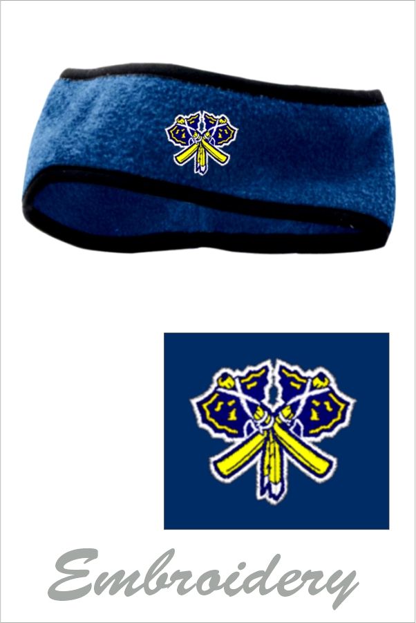 27 Augusta 6753 Chill Fleece Sport Headband Navy with Embroidery
