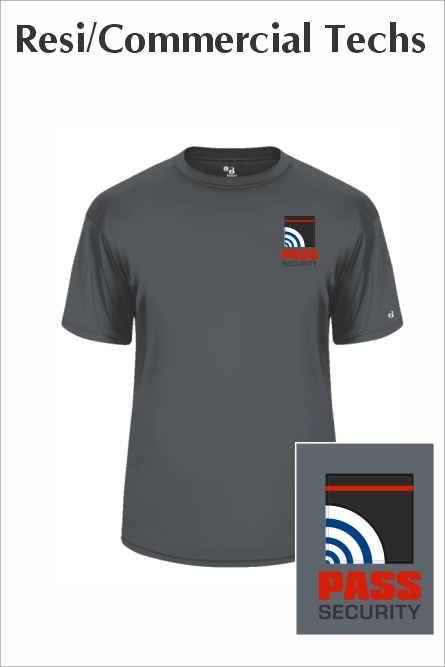 01 Badger 4120 Short Sleeve B Core 100% Poly Wicking Performance Tee Graphite with Left Chest Screenprint