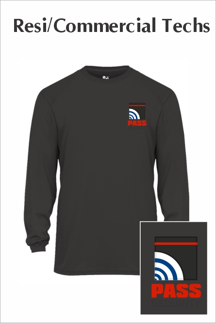 02 Badger 4104 Long Sleeve B Core 100% Poly Wicking Performance Graphite Tee with Left Chest Screenprint