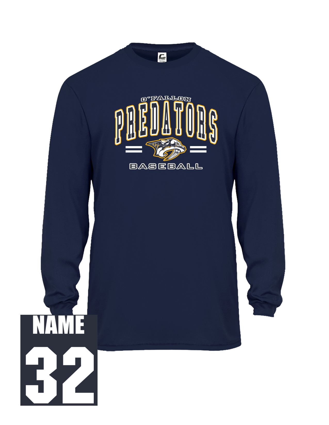 05 Badger B Core 4104 Mens Long Sleeve Wicking  with Front Print