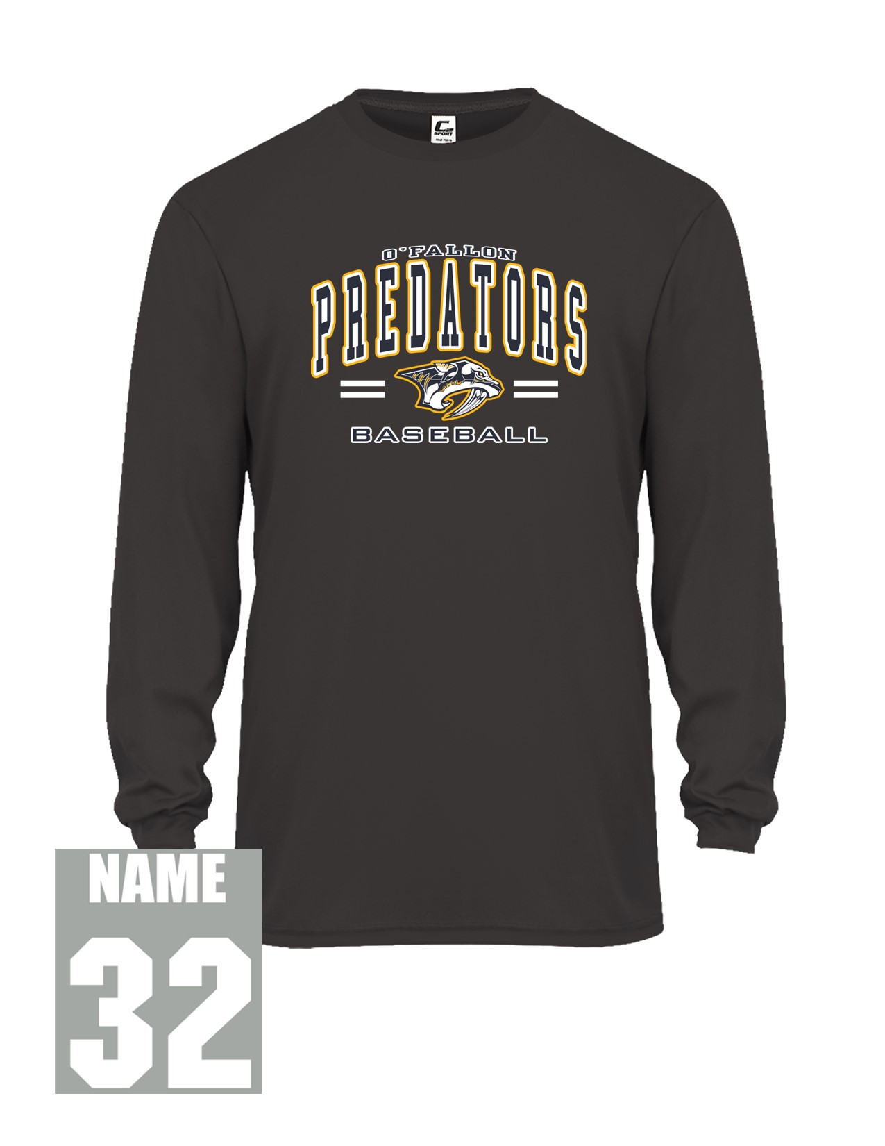 06 Badger B Core 4164 Womens Long Sleeve Wicking  with Front Print
