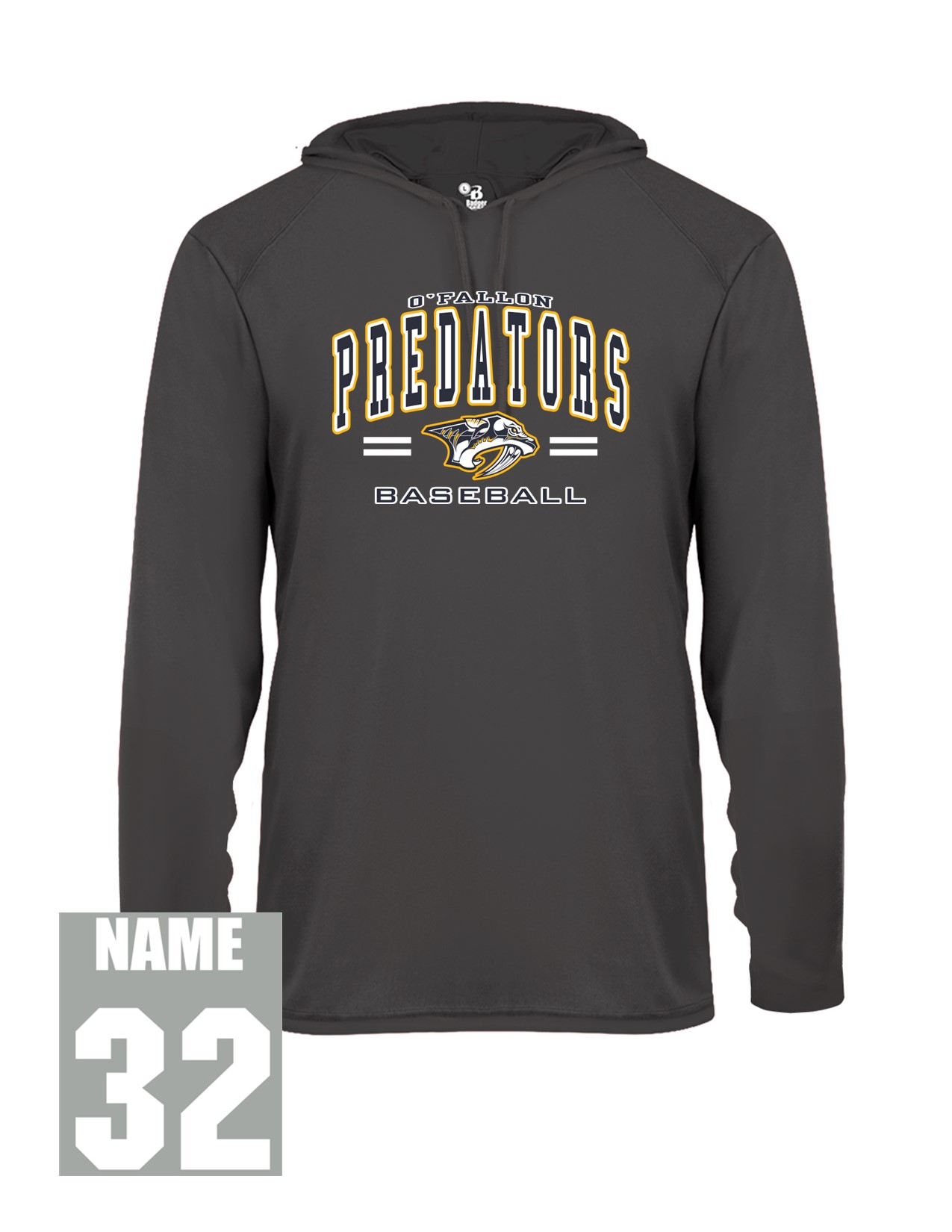 15 Badger 4165 Womens B Core LS Hood with Front Print