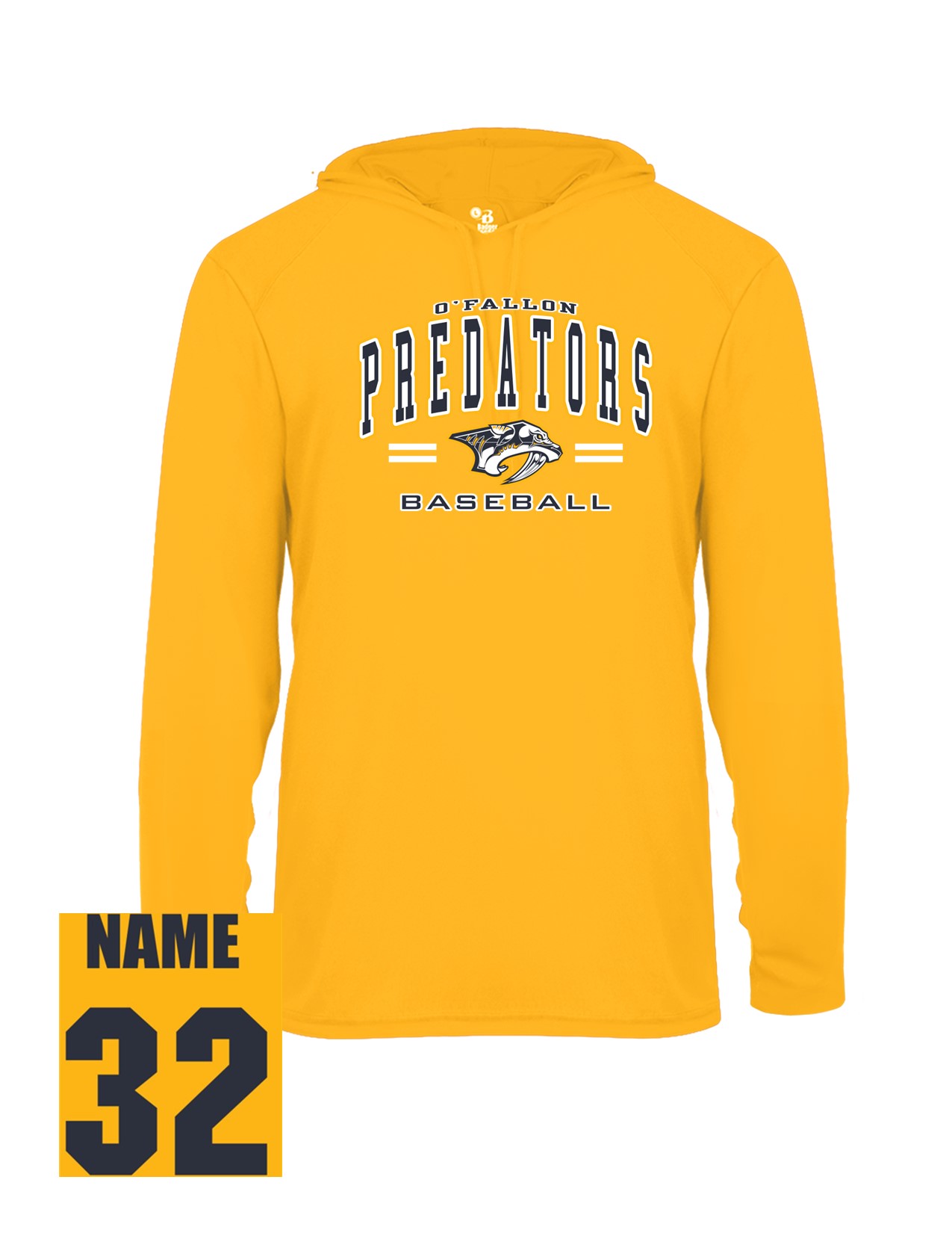 16 Badger 2105 Youth B Core LS Hood with Front Print