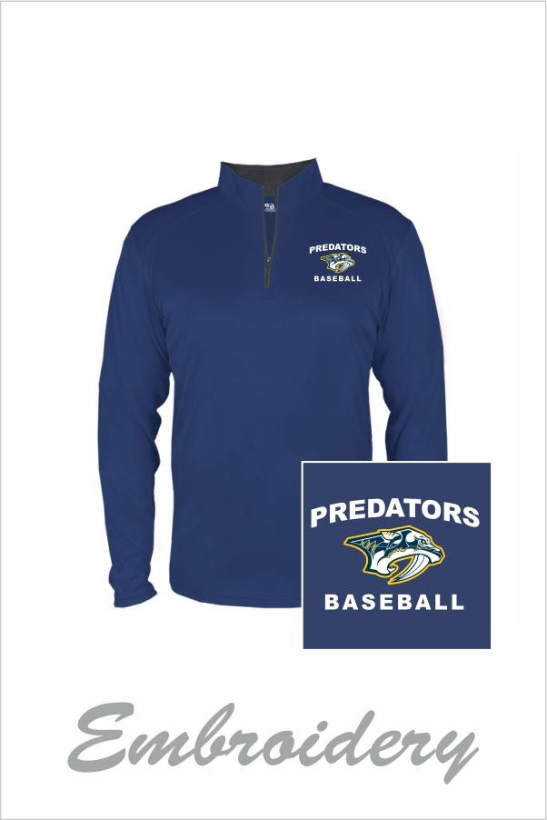 19 Badger 2102 Youth B Core LS 1/4 Zip Performance Pullover with Left Chest Embroidery