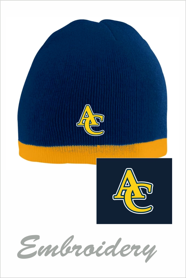 92 Augusta 6820 Two Tone Knit Beanie  with Embroidery