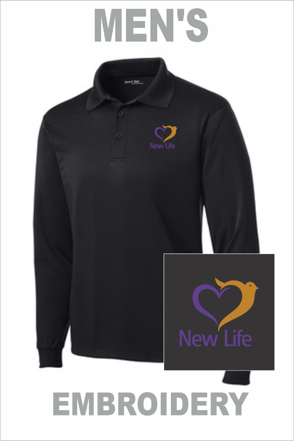 06 ST657 Mens Sport-Tek® Long Sleeve Micropique Sport-Wick® Polo Black with Left Chest Embroidery