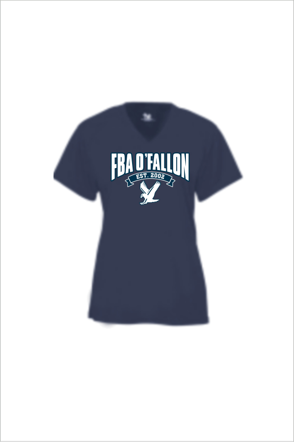 07 Badger 4162 Womens BCore V Neck Short Sleeve Performance Tee with 2 Color Front Print