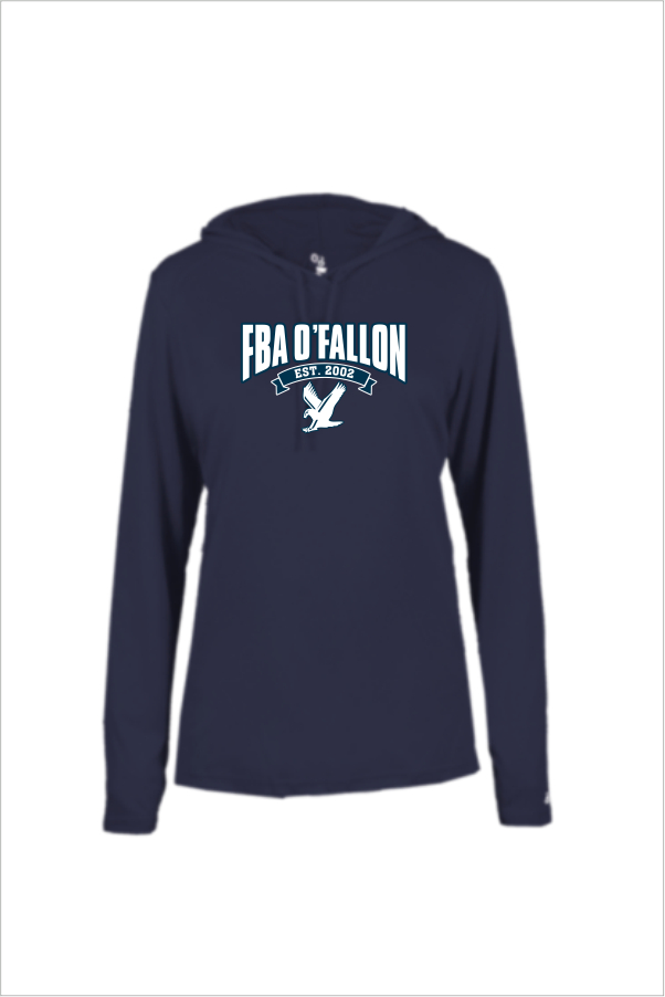 21 Badger 4165 Womens  B-Core Performance LS Hood Tee with Front Print