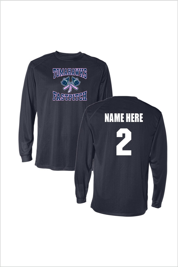004 Badger B Core 4104 Long Sleeve Wicking  with Front Print