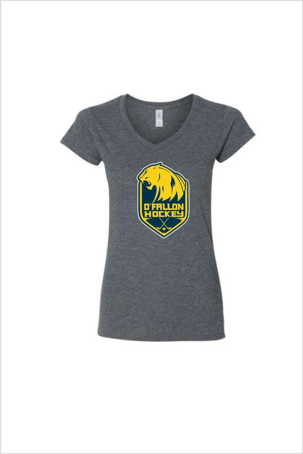 04 Gildan 64V00L Softstyle® Women's Fit V-Neck 100% RING SPUN COTTON S/S TEE with Front Print