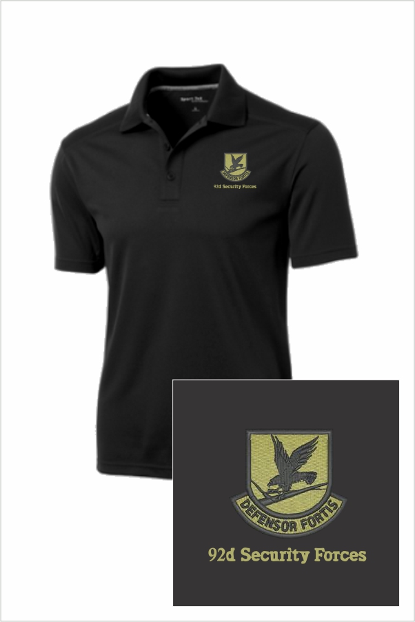 04 Sportek ST680 Short Sleeve Wicking Polo Black with Left Chest Embroidery