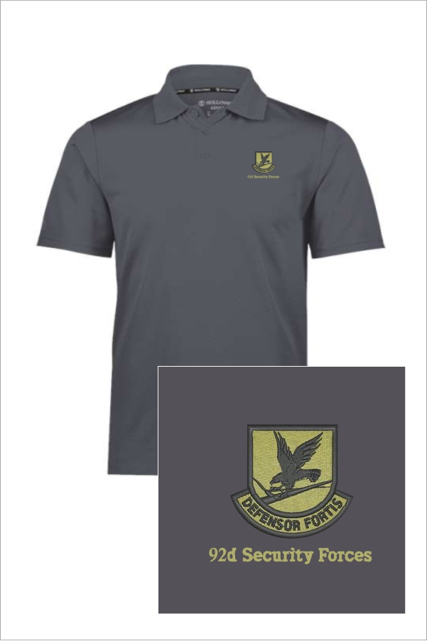 06 222568 Holloway SS Prism Polo Carbon with Two Color Left Chest Embroidery