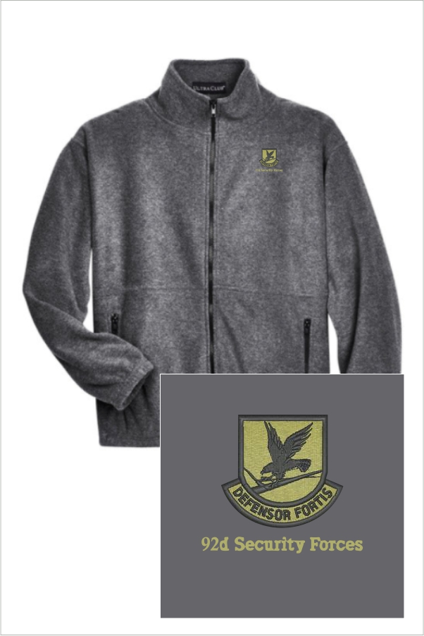 18 8485 Ultra Club Mens Iceberg Fleece Full Zip Jacket Charcoal with Left Chest Embroidery