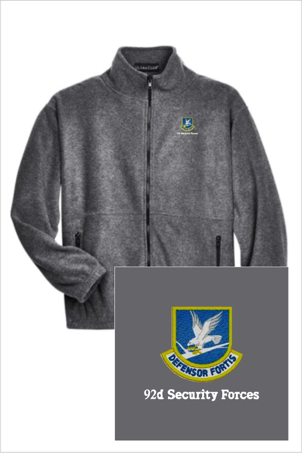 19 8485 Ultra Club Mens Iceberg Fleece Full Zip Jacket Charcoal with Left Chest Embroidery