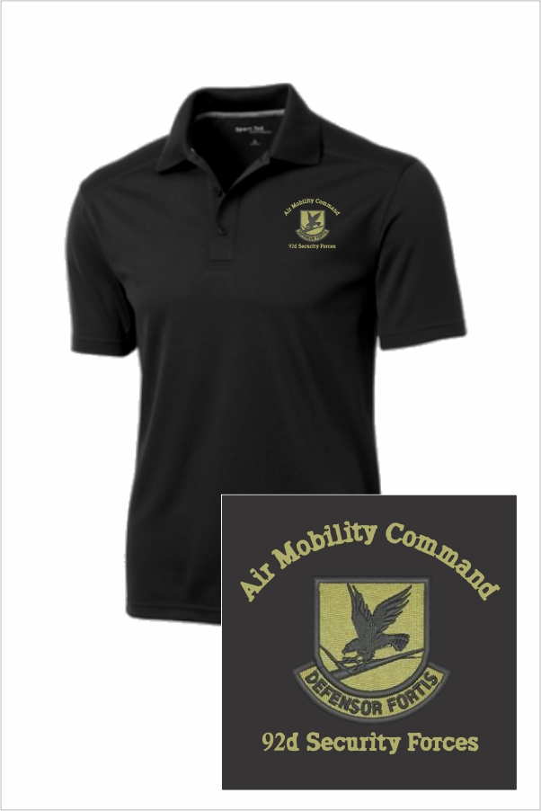 04 Sportek ST680 Short Sleeve Wicking Polo Black with Left Chest Embroidery