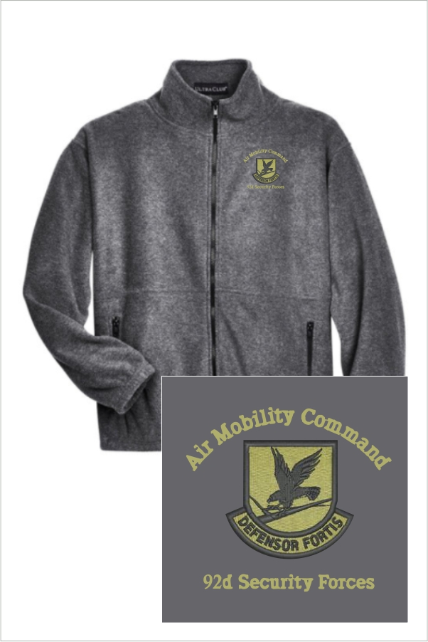 18 8485 Ultra Club Mens Iceberg Fleece Full Zip Jacket Charcoal with Left Chest Embroidery