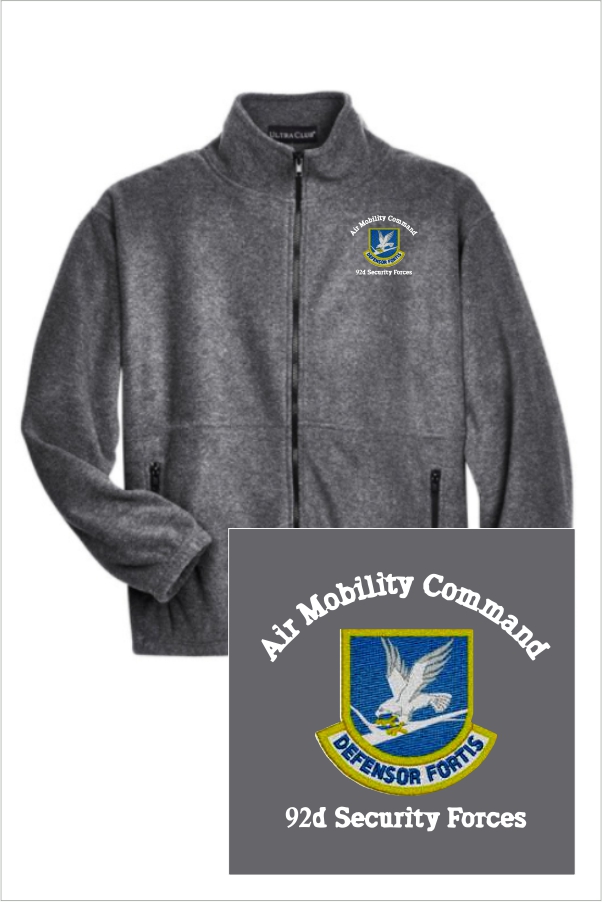 19 8485 Ultra Club Mens Iceberg Fleece Full Zip Jacket Charcoal with Left Chest Embroidery