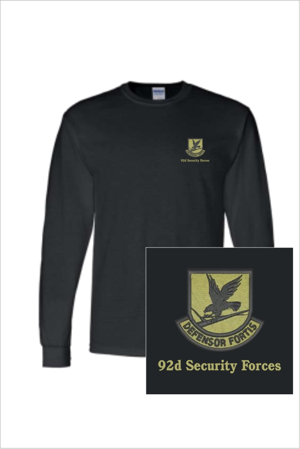 34 Gildan G840 Adult Long Sleeve Shirt Black with 2 Color Left Chest Print