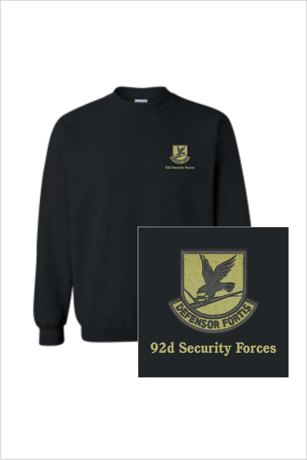 35 Gildan G180 Adult Crewneck Sweatshirt Black with 2 Color Left Chest Print