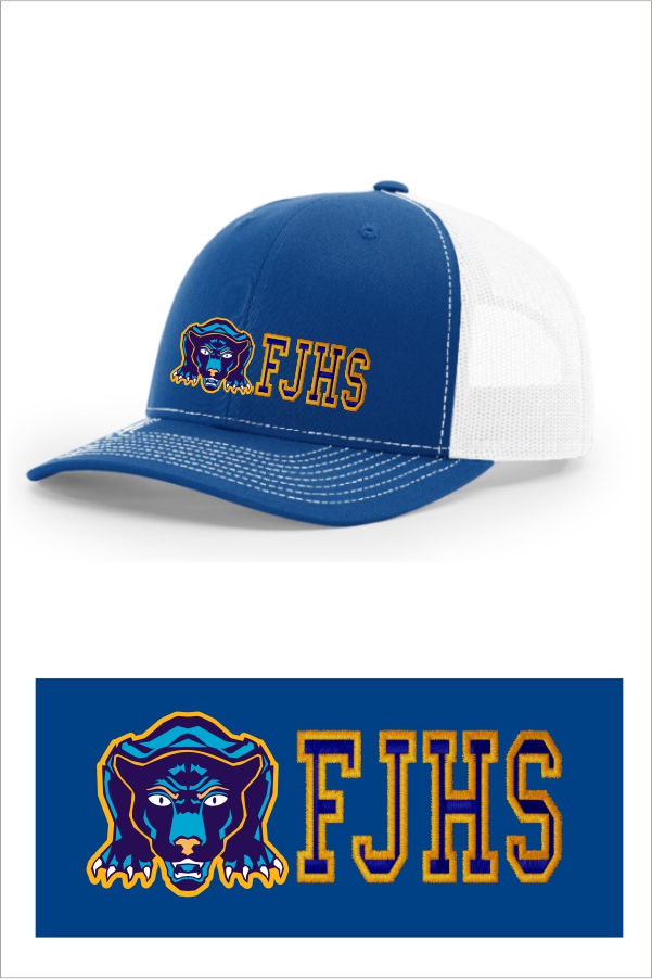 01 Richardson 112 Trucker Cap Adjustable Snapback Royal/White with Embroidery