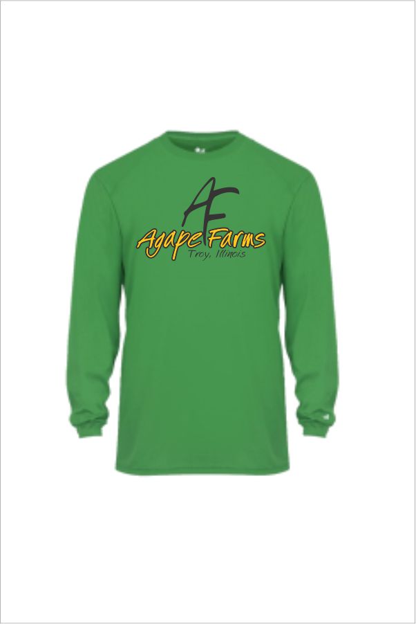 11 Badger 4104 Mens BCore Long Sleeve Sleeve Performance Tee with Front Print