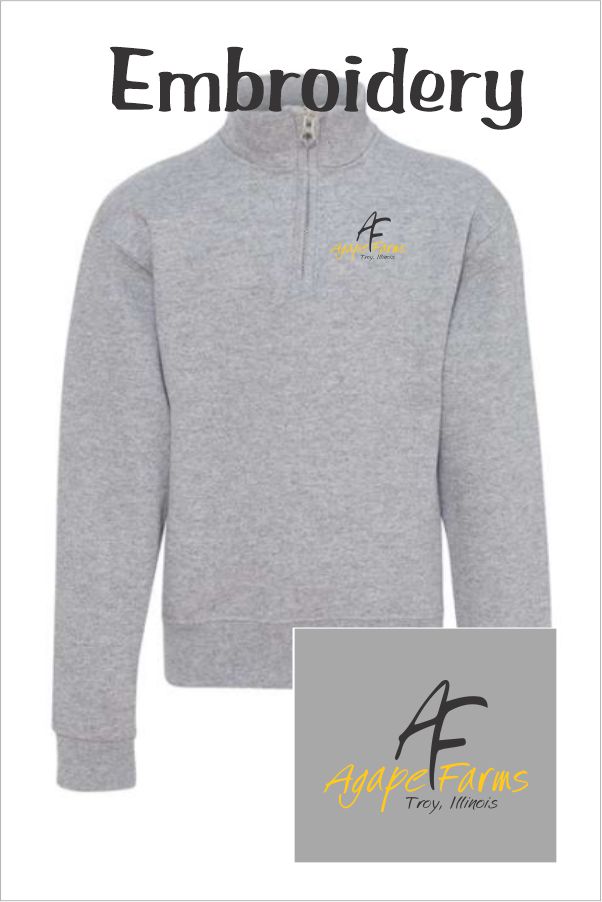 23 Jerzees 995y Youth NuBlend Quarter Zip Cadet Collar Sweatshirt Oxford with Left Chest Embroidery