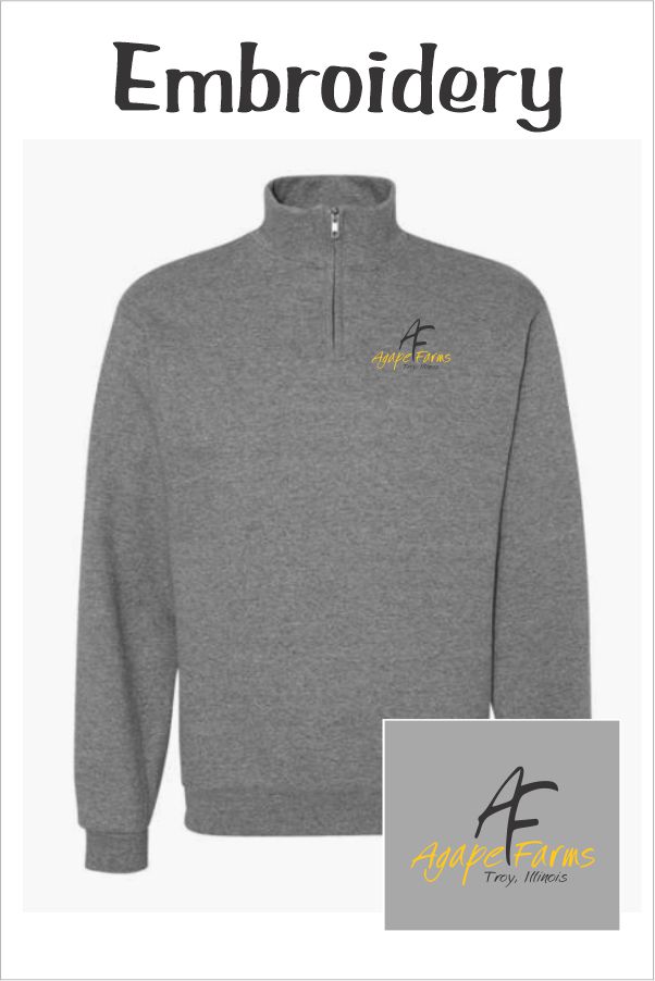 24 Jerzees 995m Adult NuBlend Quarter Zip Cadet Collar Sweatshirt with Left Chest Embroidery