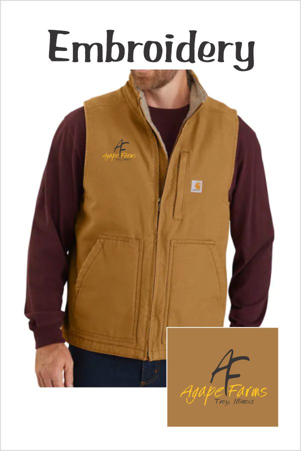 99 104277 Carhartt LOOSE FIT WASHED DUCK  SHERPA-LINED MOCK-NECK VEST w Right Chest Embroidery