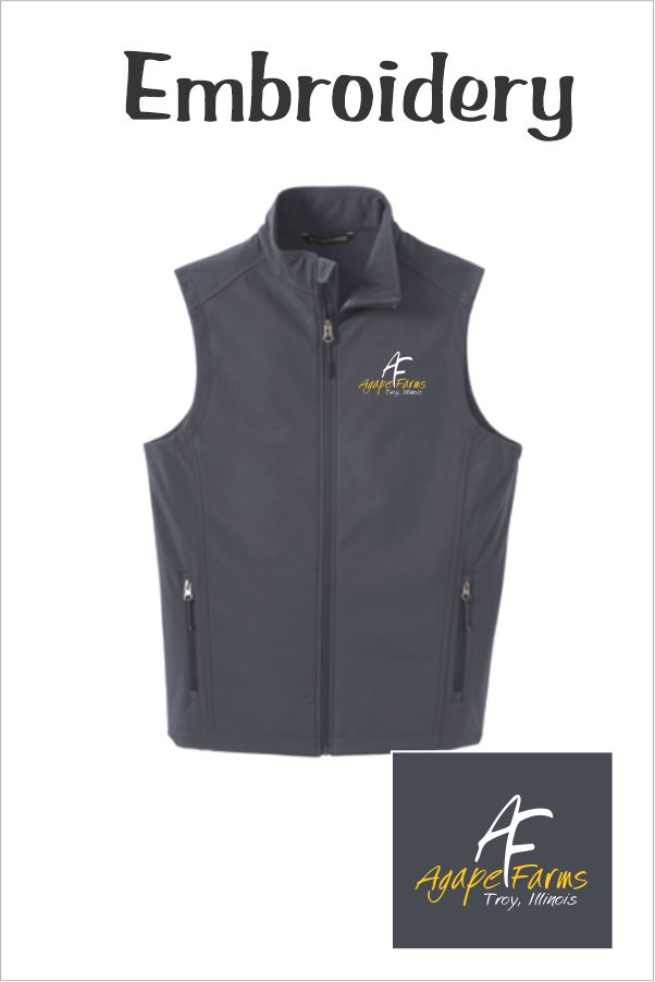 28 J325 Port AuthorityÂ® Core Soft Shell Vest Battleship Grey with Left Chest Embroidery