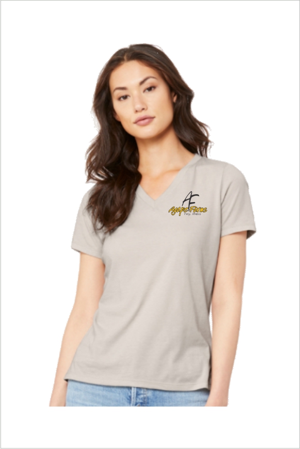 15 6405 CVC Bella Canvas Ladies Relaxed Heather CVC Jersey V Neck TShirt with Left Chest Print