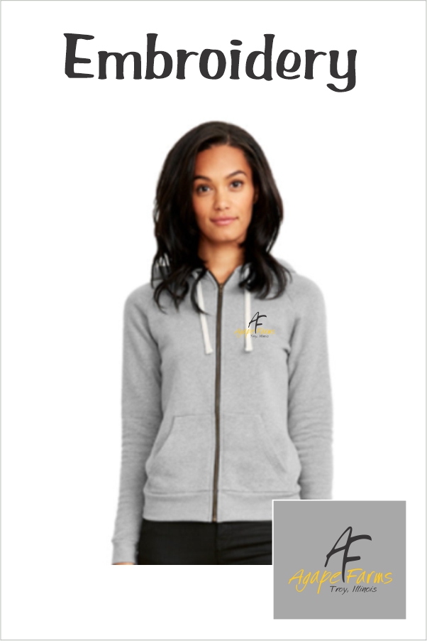 22 9603 Next Level Apparel Ladies' Malibu Ragland Full Zip Hooded Sweatshirt Heather Grey with Left Chest Embroidery