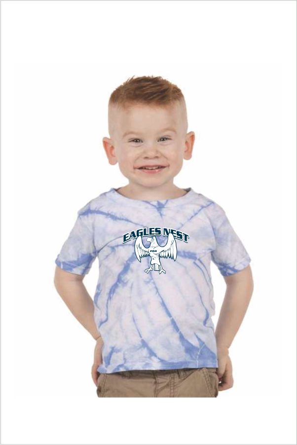 003 Dyenomite 20TCY Toddler Cyclone Tie Dye Shirt Color: Columbia with 2 Color Front Print