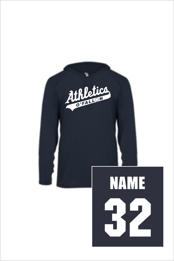 13 Badger 4105 Mens B Core Performance LS Hooded Tee with Front Print