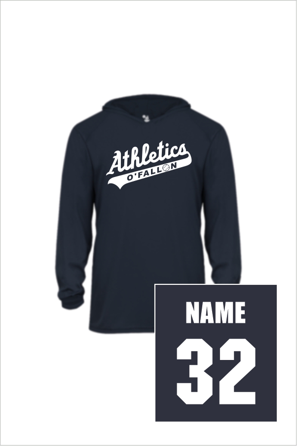 15 Badger 2105 Youth B Core Performance LS Hooded Tee with Front Print