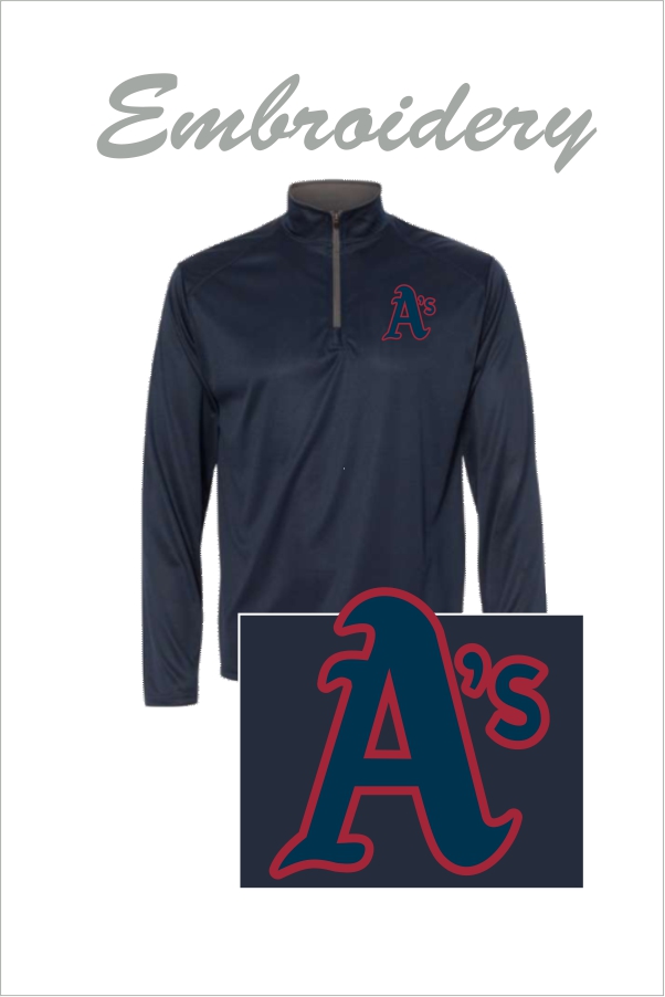 16 Badger 4102 Mens B Core LS 1/4 Zip Performance Pullover with Left Chest Embroidery