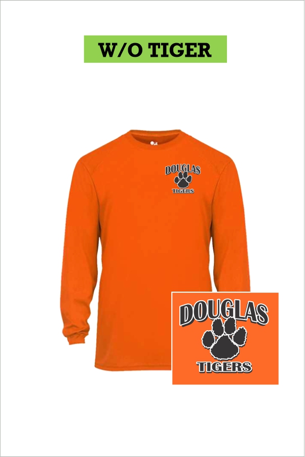 11 Badger B Core 2104 Youth Long Sleeve Wicking with Left Chest Print