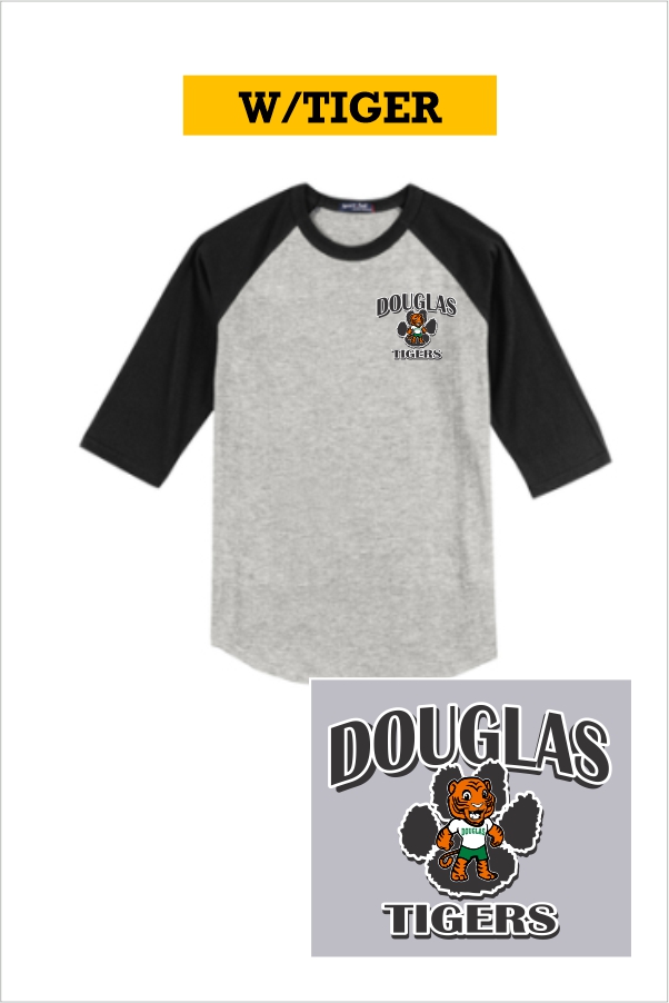 13 Sport Tek YT200 Youth Colorblock Ragland Jersey Heather Grey Black with Left Chest Print