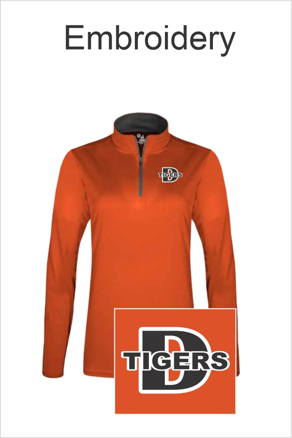 26 Badger 2103 Girls B Core LS 1/4 Zip Performance Pullover with Left Chest Embroidery