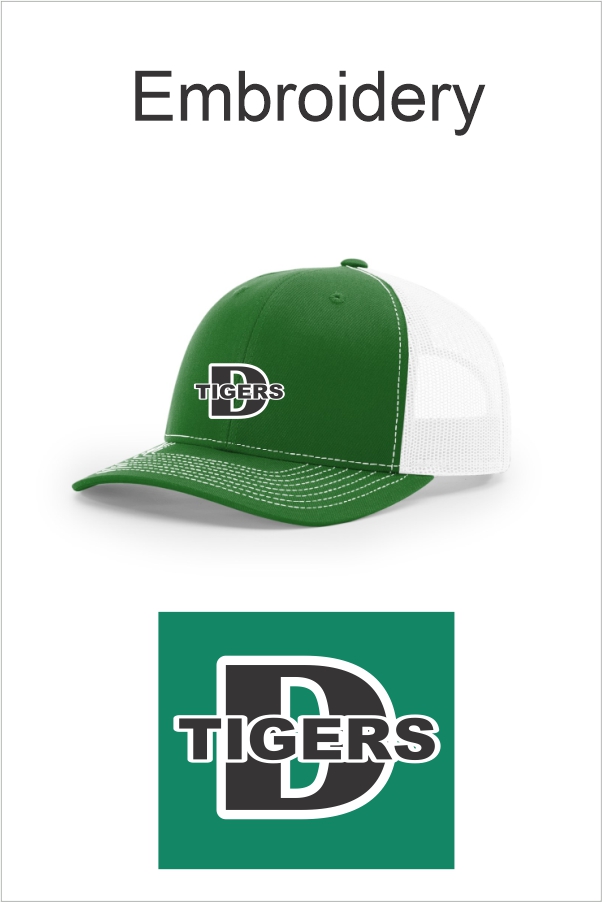 35 Richardson 112 Trucker Cap w Adjustable Snapback Kelly / White with Embroidery