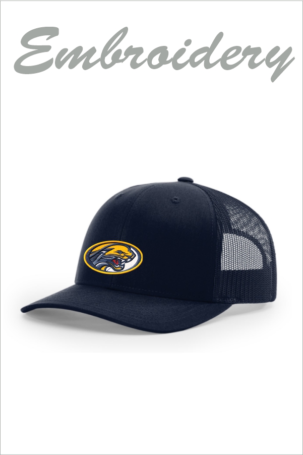 35 Richardson 112 Trucker Cap w Adjustable Snapback Navy with Embroidery