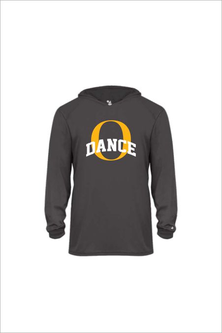 36 Badger 2105 Youth B Core Perfortmance LS Hood Tee with Front Print